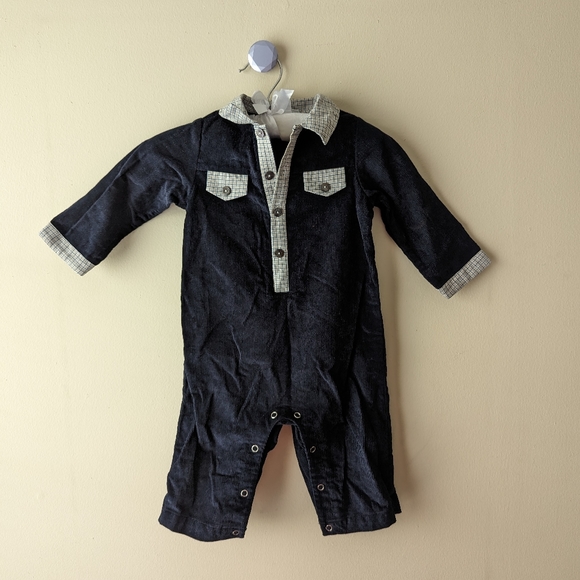Fantaisie Bebes Other - Fantaisie Bebes Navy Corduroy Polo Playsuit 12M